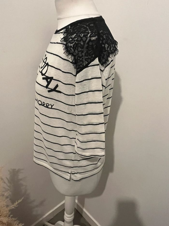 Blouse en lin et dentelle mango S - photo numéro 3