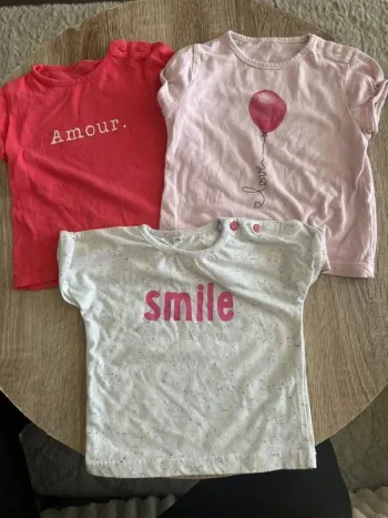 Lot 3 t-shirt fille manche courte 12 mois 74 cm