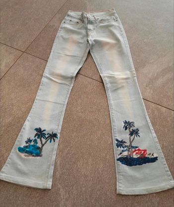 Pantalon jean clair évasé femme S 36 comme NEUF