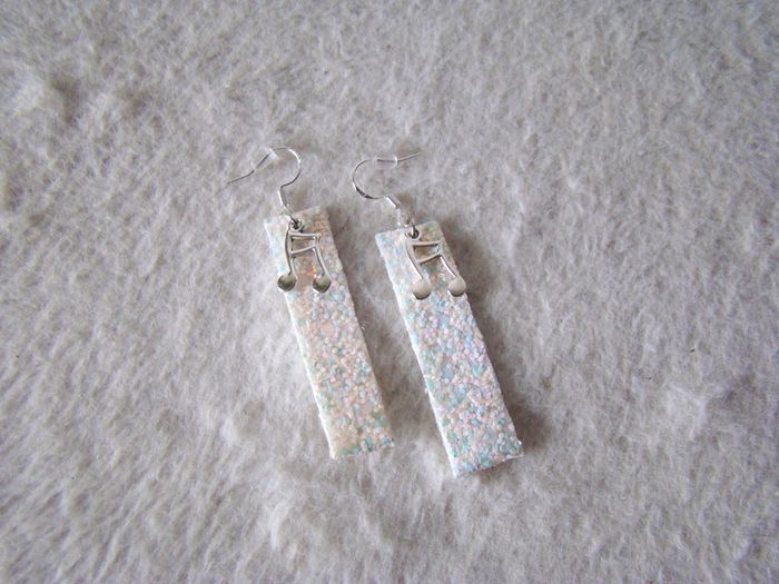 boucles or notes musique cr argent 925 - photo numéro 2