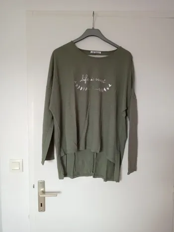 Blouse légère kaki manches longues