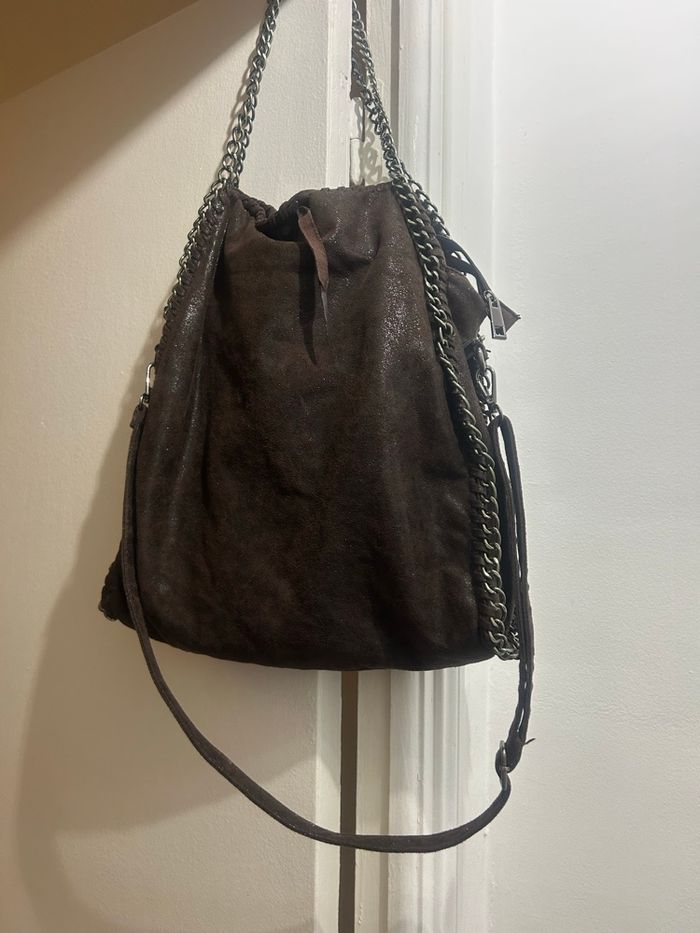 Sac chocolat avec anses chaînes inspiration Stella