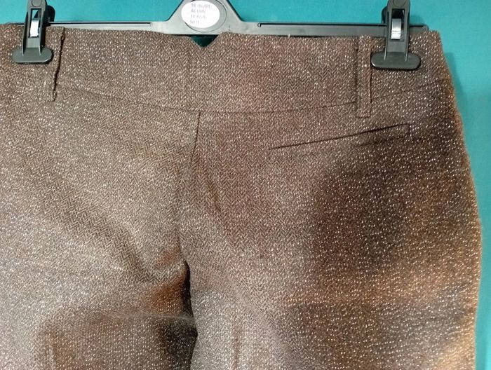Pantalon femme marron laine et lurex - photo numéro 4
