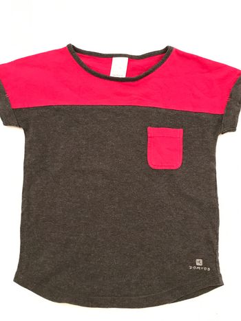 Tee-shirt anthracite & fushia manches courtes