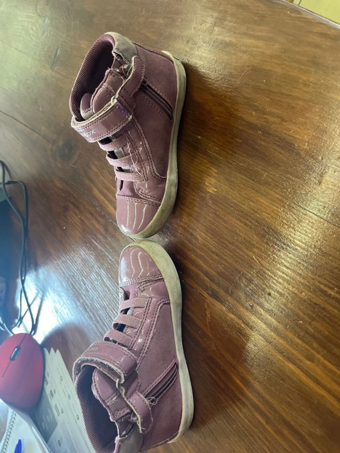 Geox 25 baskets haute rose Lila foncé cuir - photo numéro 3