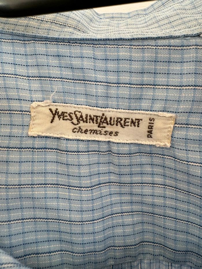 Chemise vintage bleu Yves Saint Laurent logo brodé - photo numéro 6