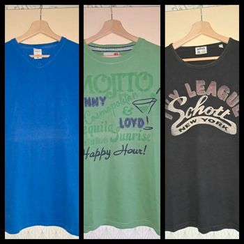 Lot de 3 T-shirts homme L avec petits défauts voir photos et légère décoloration de pliage