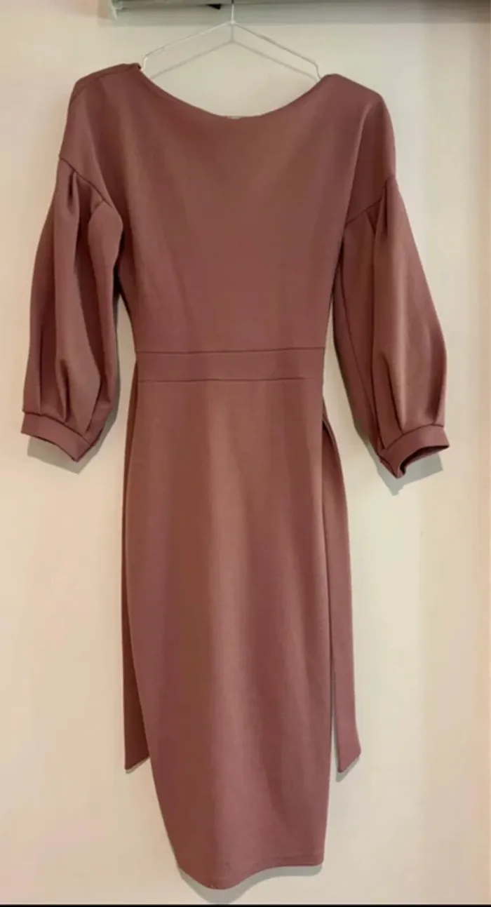 Robe rose poudré mi-longue Boohoo – Taille 38 - photo numéro 4