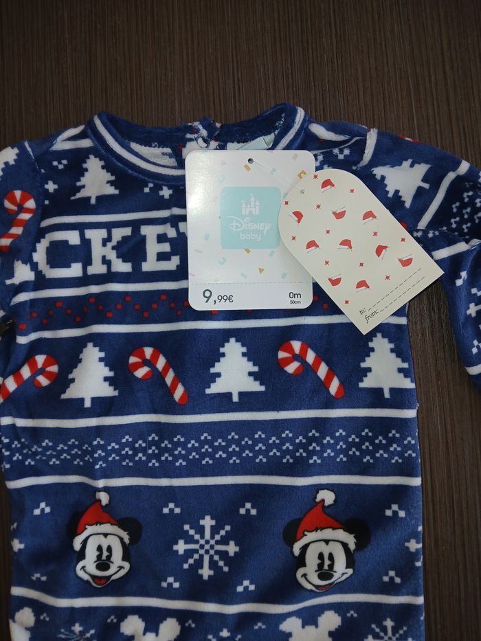 pyjamas en velours garcon noel mickey disney 0 mois naissance 50 cm - photo numéro 2