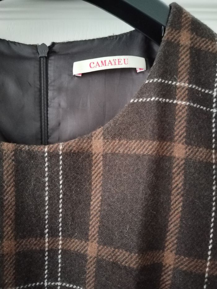 Robe carreaux marron 36 S Camaieu - photo numéro 2