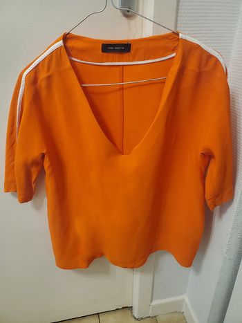 Top Simone blouse col V orange Cop Copine Taille 36