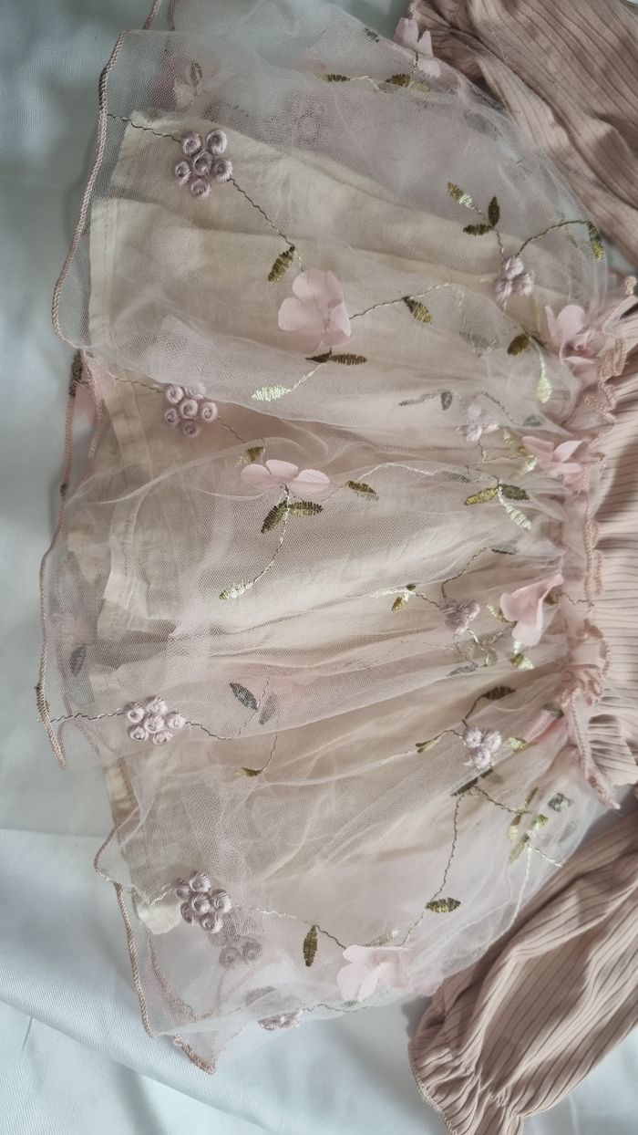 Robe bébé rose à tulle fleuri - photo numéro 4