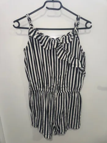 Combinaison short été volants filles rayé
