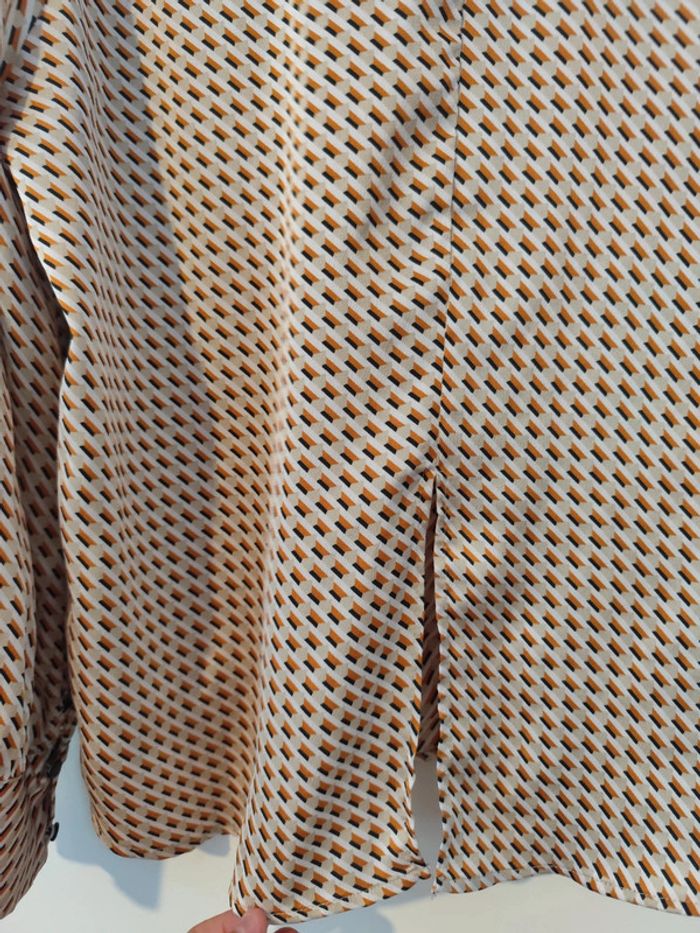 Chemise satinée à motifs beige/moutarde taille XL Zara - photo numéro 8