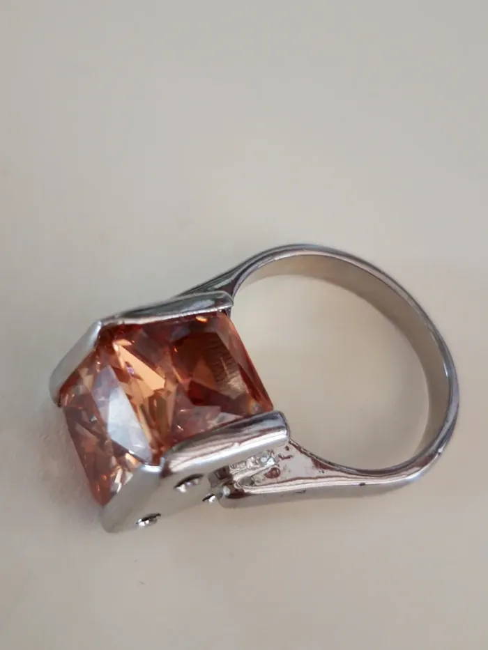 Bague fantaisie pierre ambrée taille 60 - photo numéro 2