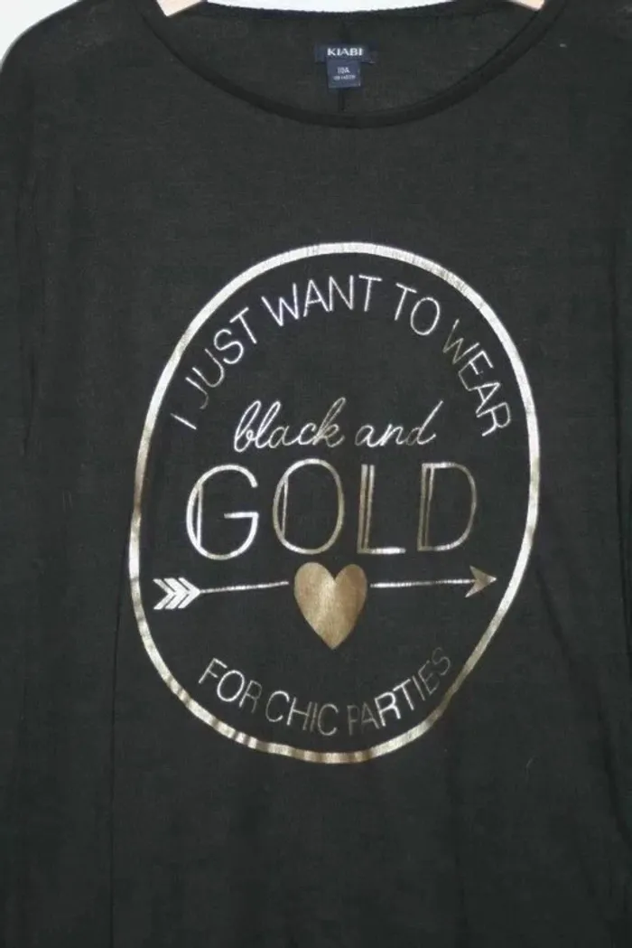 Tee-shirt noir écriture doré Kiabi 10 ans - photo numéro 2