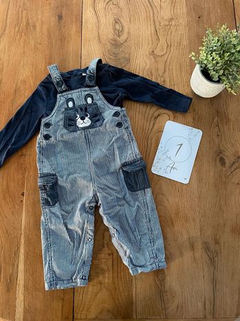 Ensemble salopette tee short manches longues 12 mois