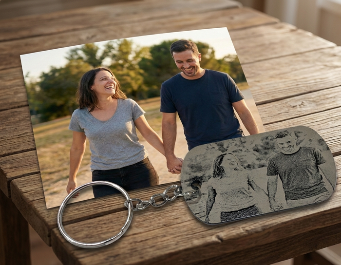 Porte-clés Métal GRAVÉ PHOTO - Personnalisé & Unique - Idée Cadeau - photo numéro 2