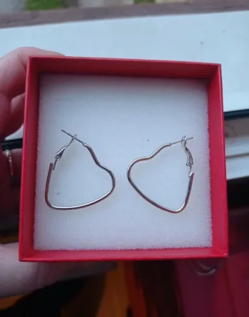 Boucles d'oreilles en acier inoxydable argenté coeur