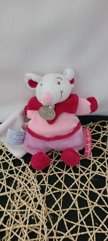 Doudou et compagnie souris rose mouchoir Graines de doudou