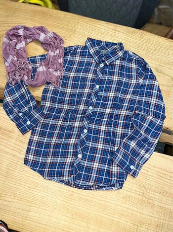 Ensemble 8 ans garçon tape à l’œil chemise foulard cheich à carreaux Zara