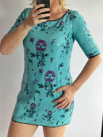 Robe bleu piscine à sequins Adolfo Dominguez 40