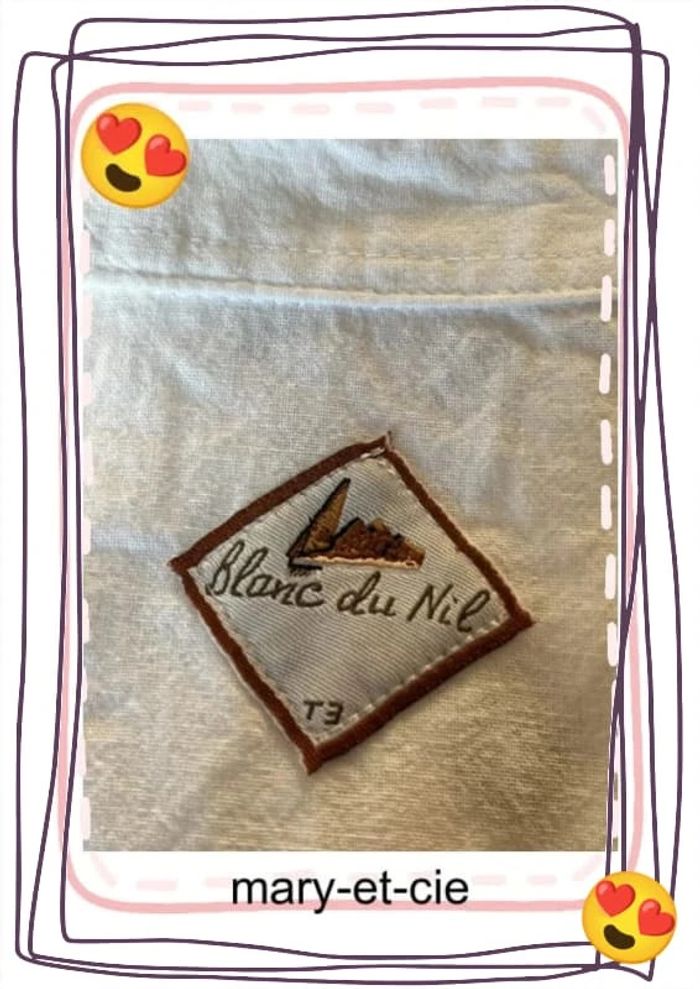 SOLDÉ - Blouse manches courtes taille 3 - 100 % coton - blanc du Nil - photo numéro 7