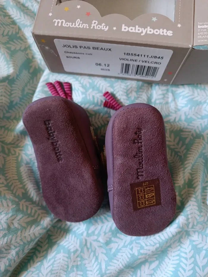 Chaussons Moulin Roty babybotte violet souris 6-12 mois - photo numéro 2