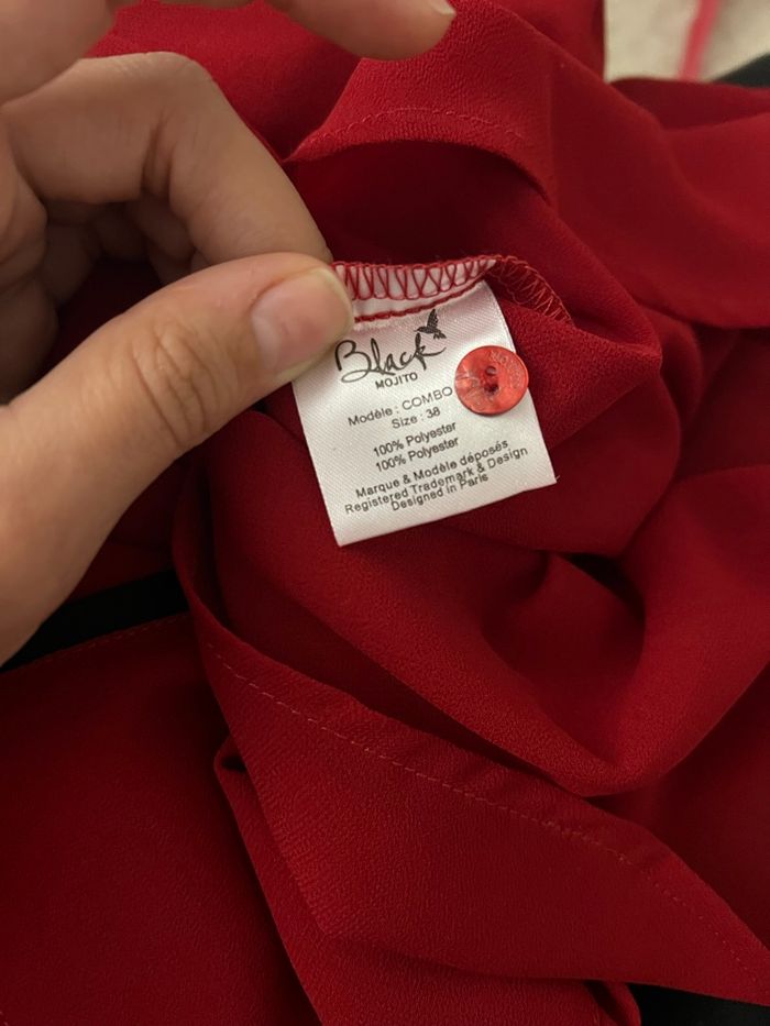 Chemise manches longues en voile rouge et noir Black Mojito - photo numéro 8