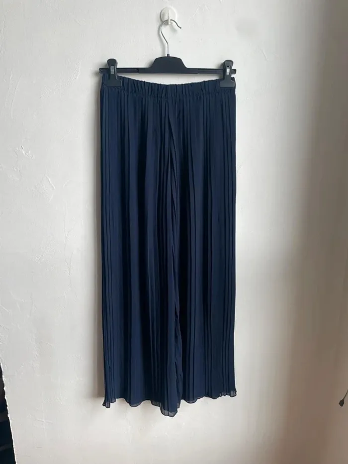 Pantalon large fluide transparent bleu marine - photo numéro 2