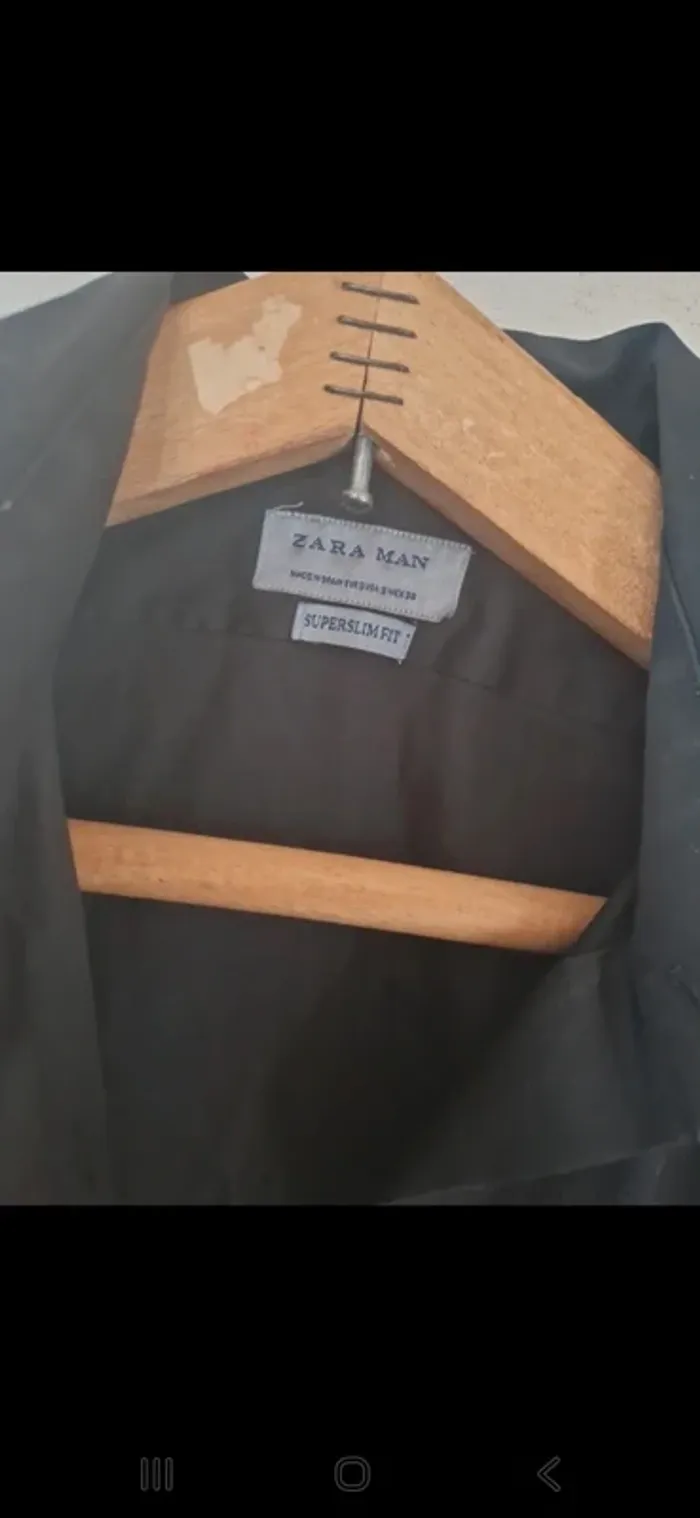 Chemise homme zara superslim fit noir taille s /38 tres bon etat - photo numéro 3