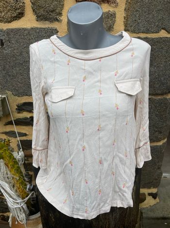 Blouse beige à manche 3/4 - Orféo 