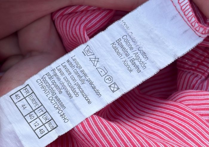 Blouse blanche et rose à rayures – Camaïeu – Taille 40 - photo numéro 7