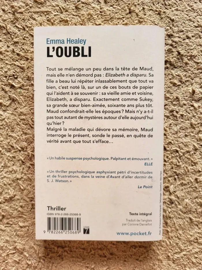Livre "L'oubli" d'Emma Healey - Thriller psychologique - photo numéro 2