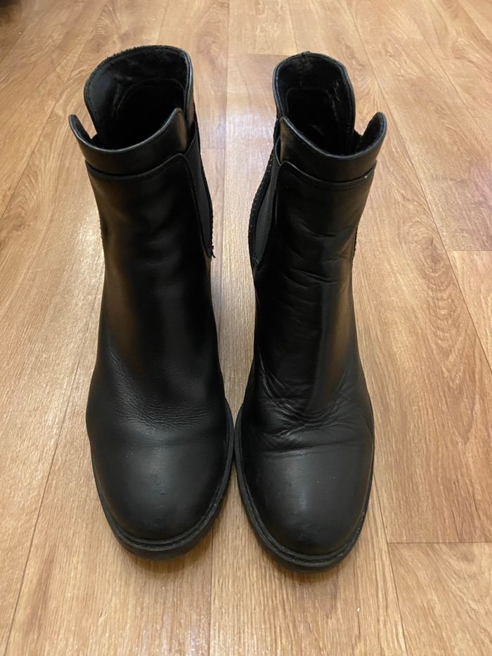 Bottines crantées noires cuir 38 - photo numéro 2
