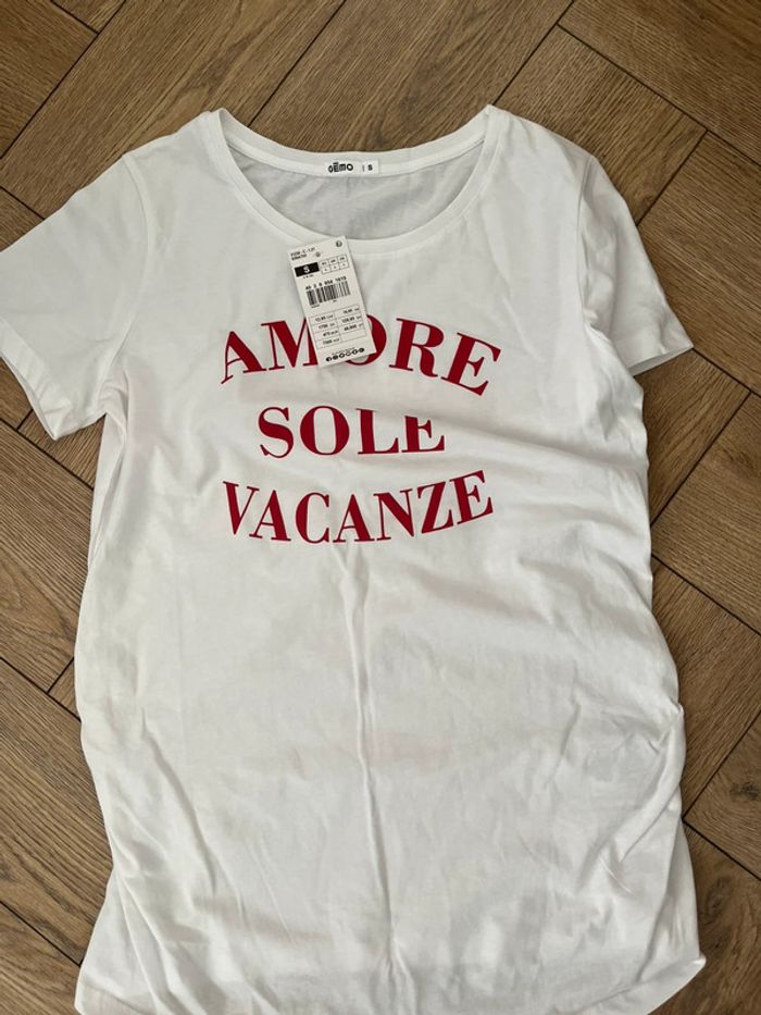 Tee shirt de grossesse blanc et rouge - photo numéro 3