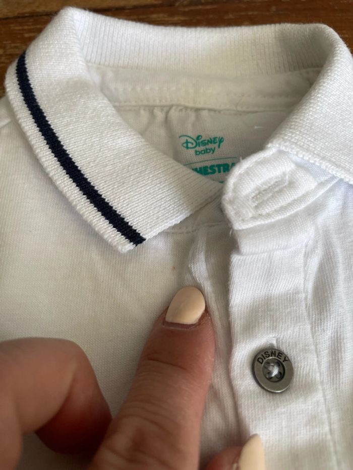Polo manches courtes blanc Disney Mickey détachable à l’avant 6 mois - photo numéro 4