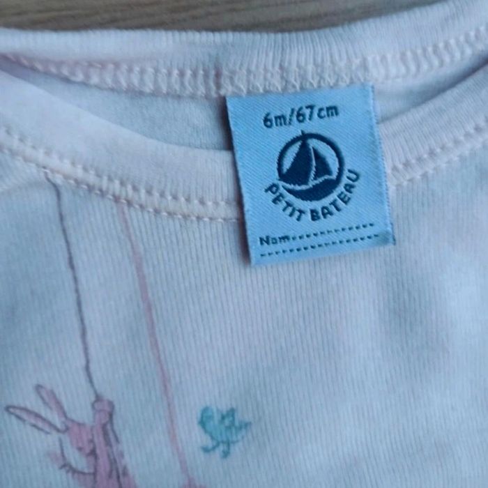 3 bodies manches longues blanc rose pâle petit bateau 6 mois - photo numéro 4
