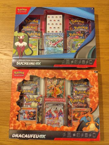 Lot coffrets collection premium cartes Pokémon Dracaufeu Sucreine ex