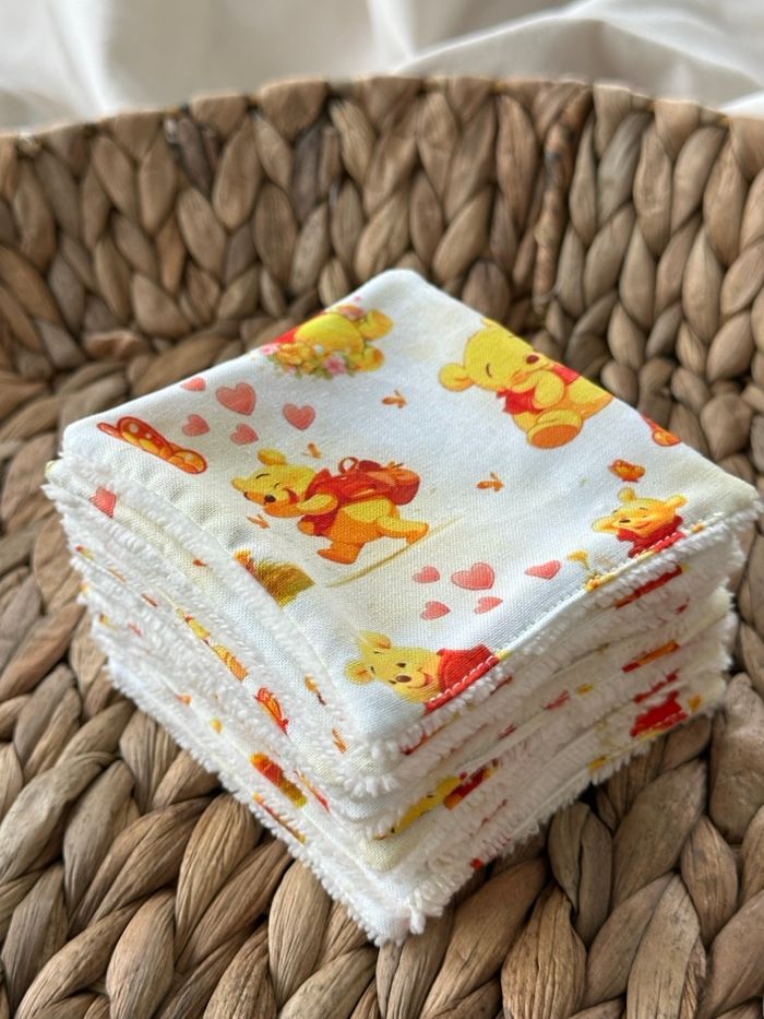 Lingettes lavables Winnie l’ourson lot de 10 en éponge bambou - photo numéro 2