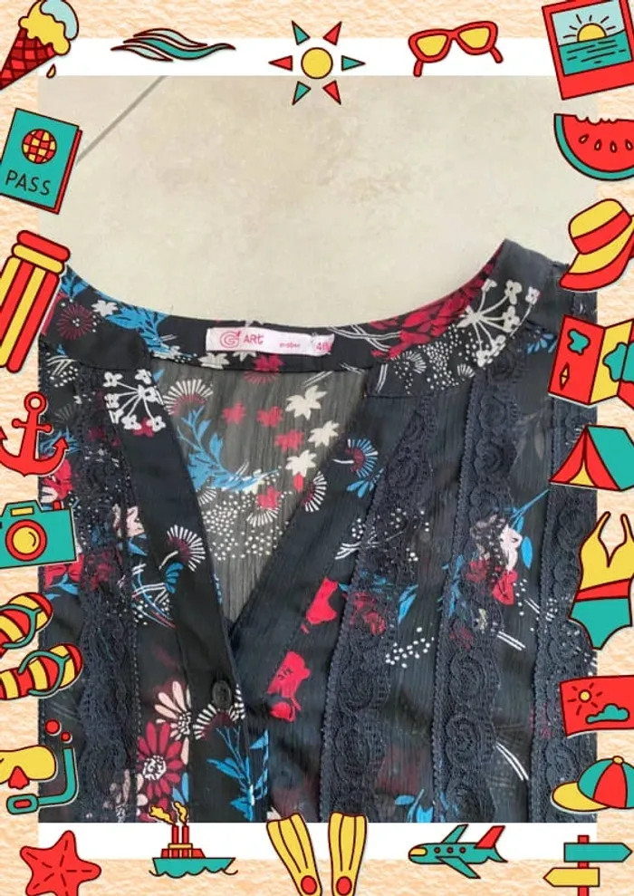 Blouse noir rouge Gémo 48 - photo numéro 3