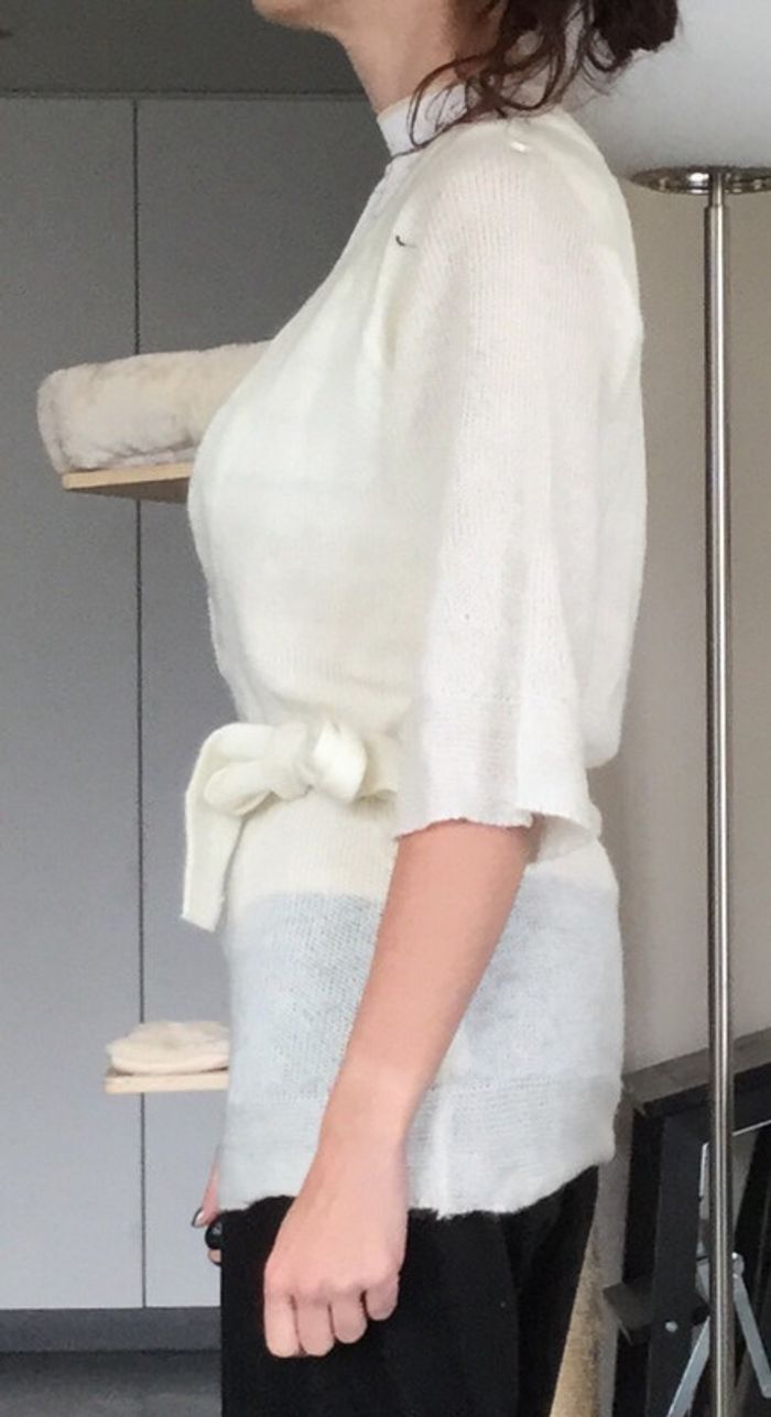 Pull manches trois quarts blanc cassé - photo numéro 4