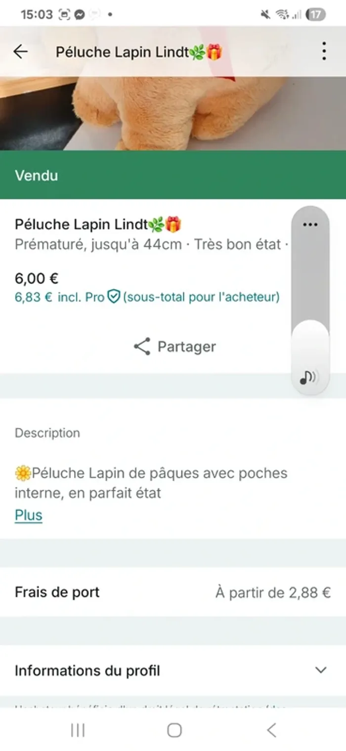 Péluche Lapin Lindt 🌿🎁 - photo numéro 9