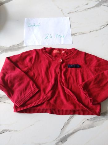 Gilet rouge court boléro bébé fille 18 mois tissaia