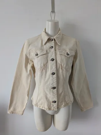Veste en jean vintage courte beige clair - Jean Paul Gaultier - taille 36/38