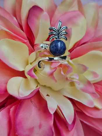 Bague ajustable en argent sterling 925 avec pierre lapis lazuli