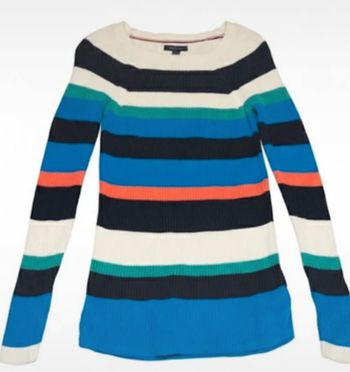 Magnifique Pull Tommy Hilfiger Rayé Multicolore - Maille Côtes - Taille XXS