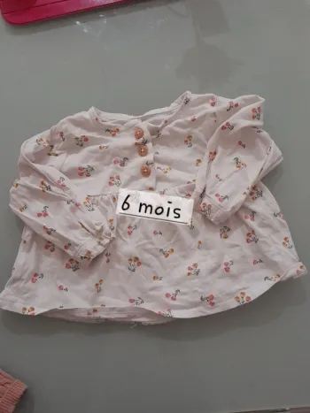 Haut ml fille fleuri 6mois