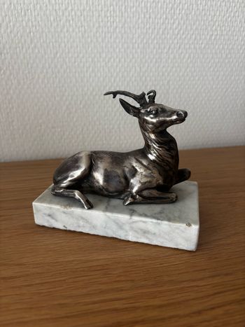 Vintage serre livres cerf marbre et métal