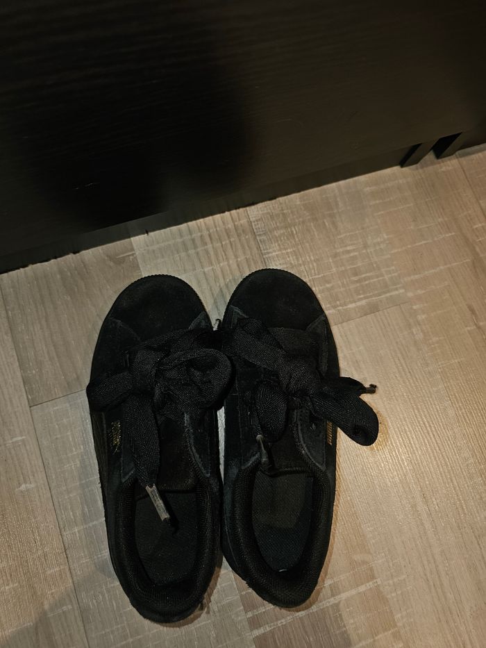 🖤 baskets puma suede noir enfant taille 31 lacets ruban sneakers junior fille garcon streetwear 🖤 - photo numéro 2